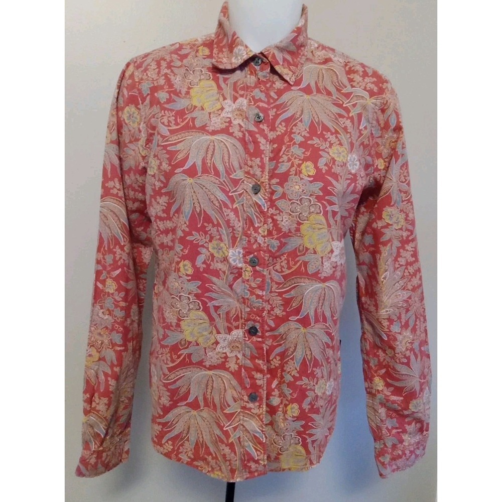 ralph lauren black label womens Red  Floral‎ Collared Button Down Shirt Size M
